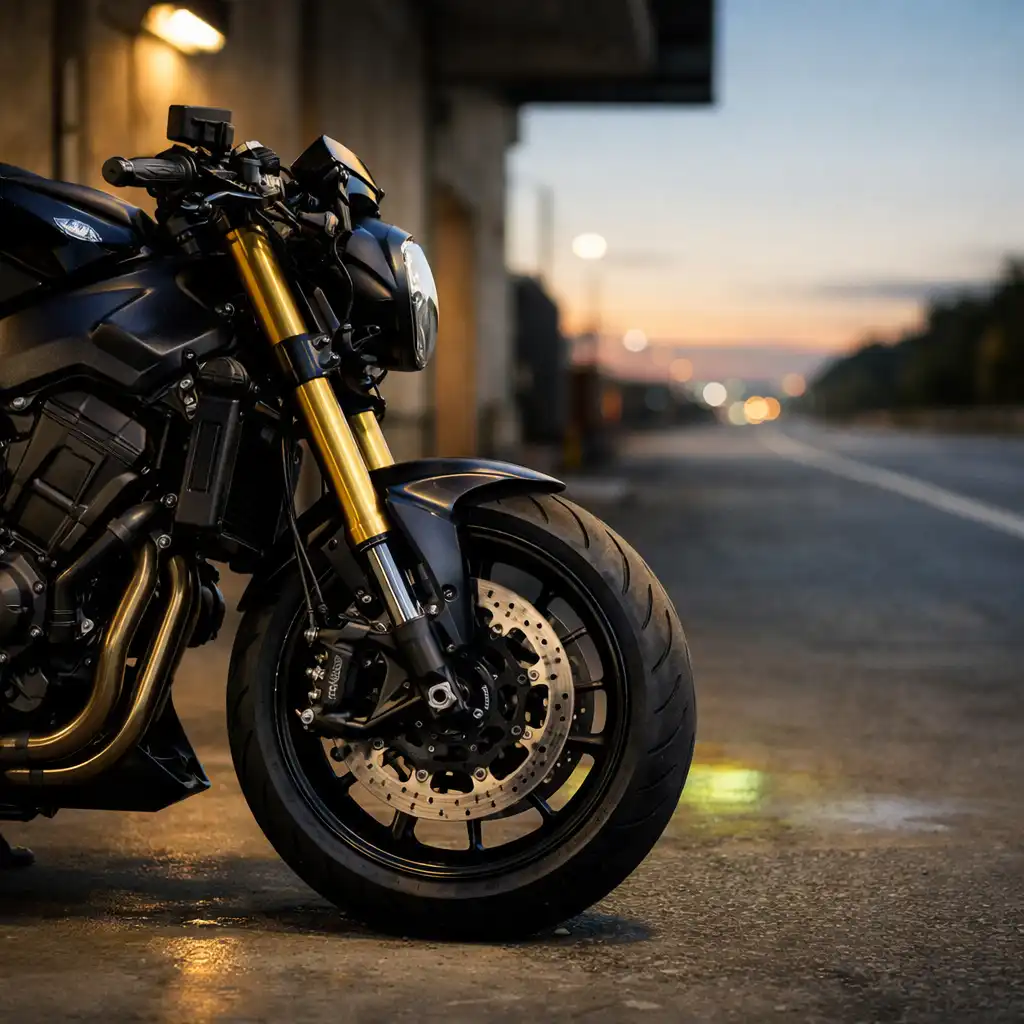 Modern motor részletei egy visszafogott városi szervizöbölben
